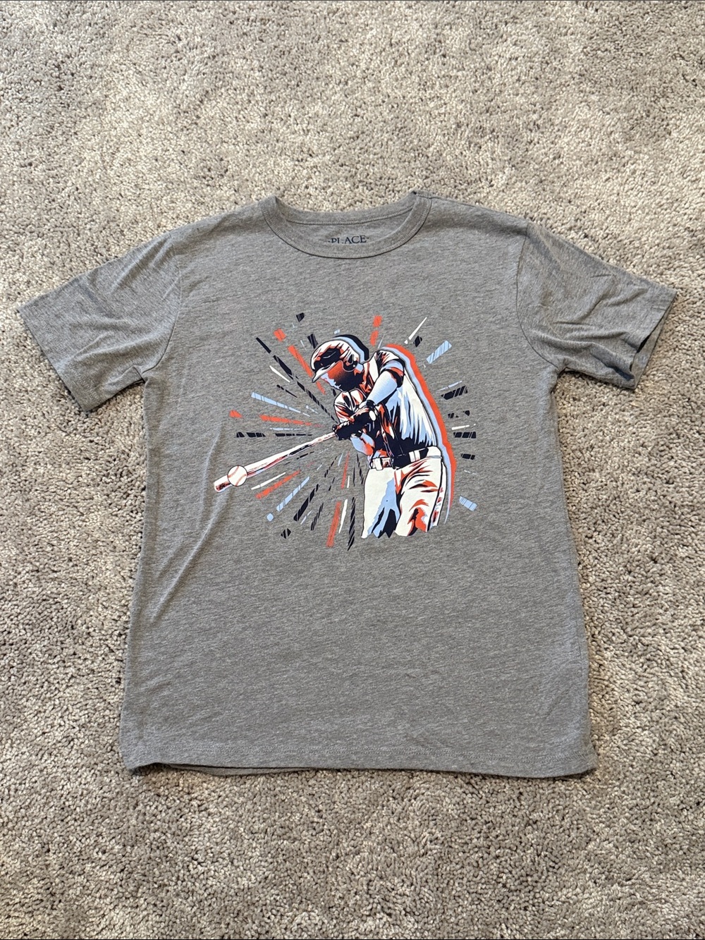 The Children's Place Gray Baseball Batter Graphic Tee with Orange & Navy Accents